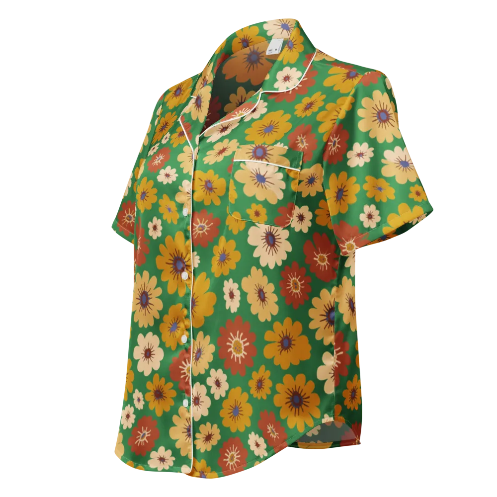 Garden Groove on Women's Short Sleeve Pajama Top — Left Front
