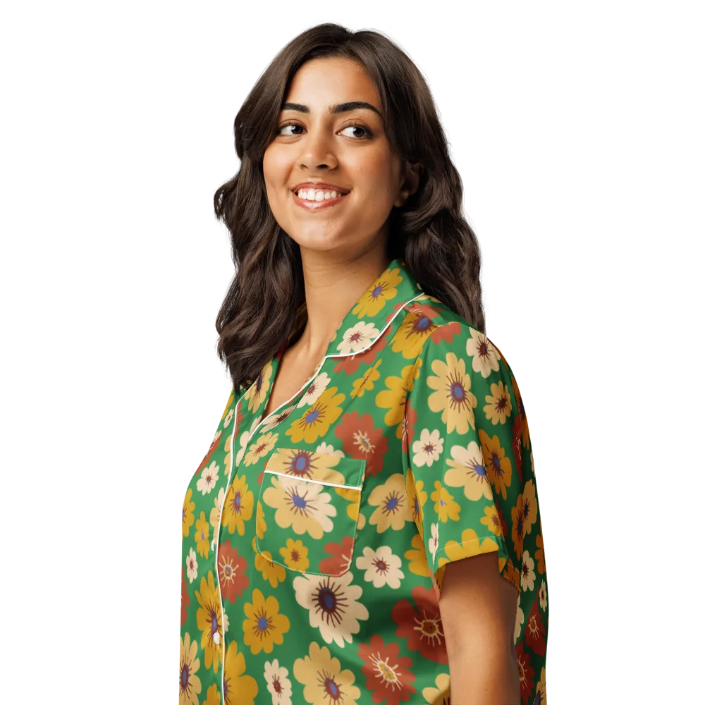 Garden Groove on Women's Short Sleeve Pajama Top — Left Front