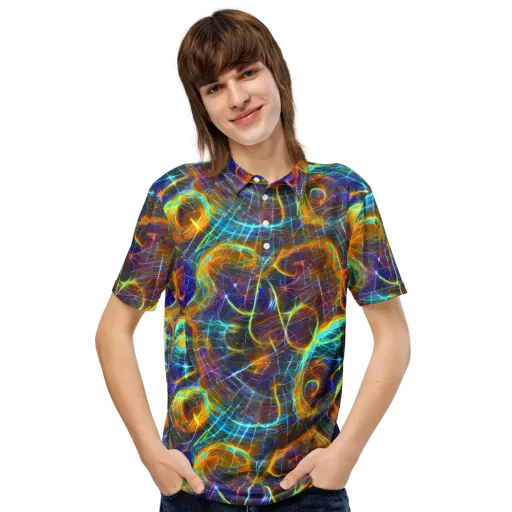 Sonic Vortex on a Men's Slim Fit Polo Shirt