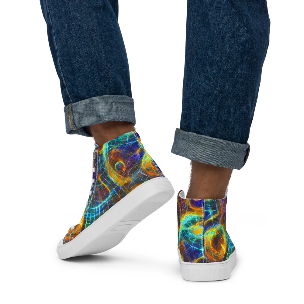 Sonic Vortex on Men's High Top Canvas Shoes — Back