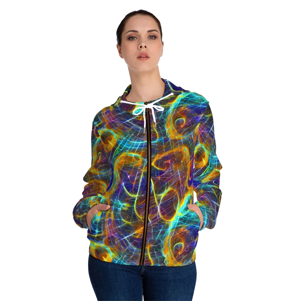 Sonic Vortex on Women's Full-Zip Hoodie — Front On Person