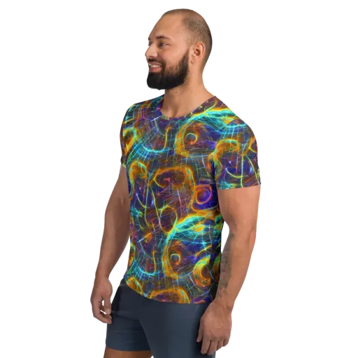 Sonic Vortex on a Men's Athletic T-Shirt