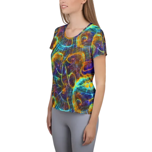 Sonic Vortex on a Women's Athletic T-Shirt