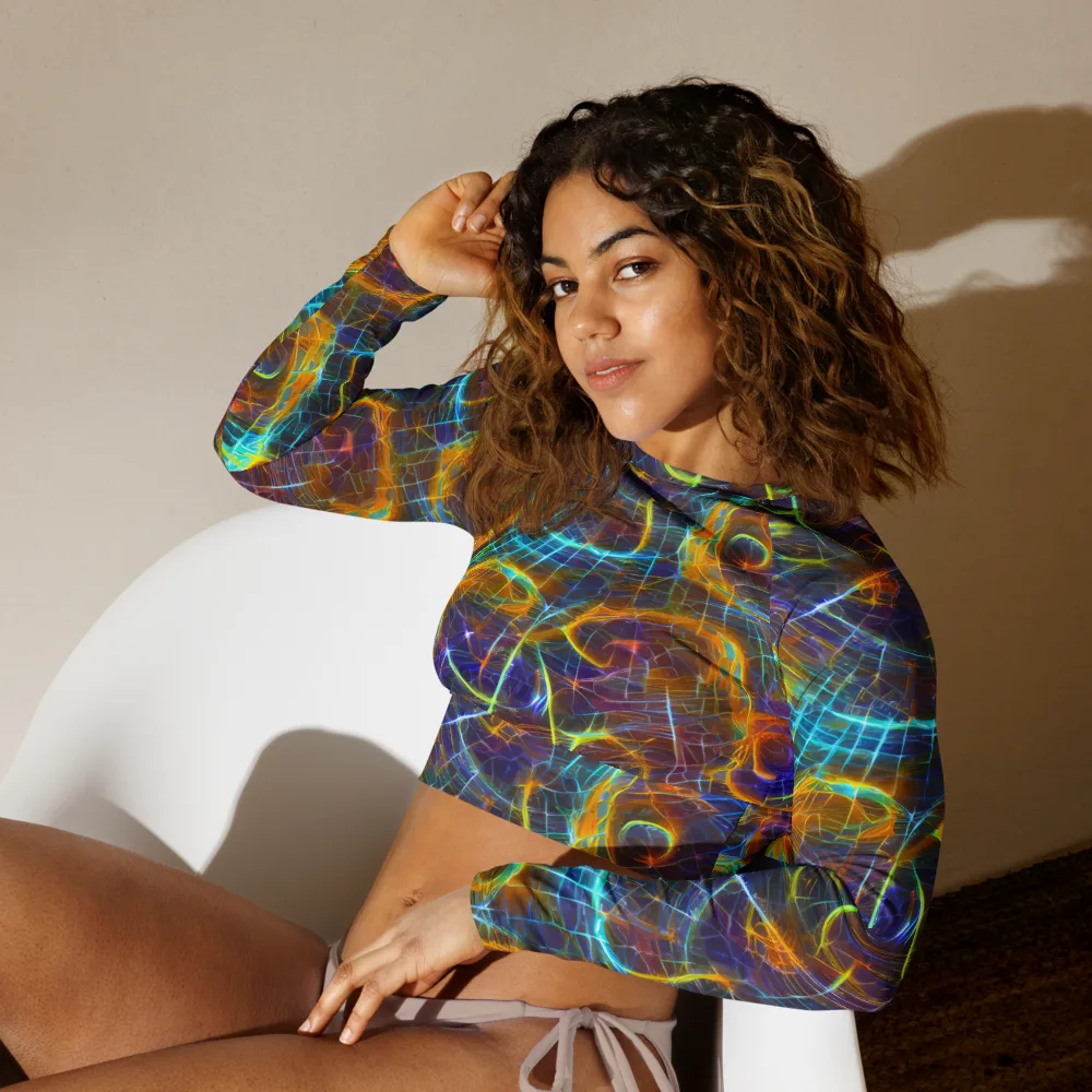 Sonic Vortex on Long Sleeve Crop Top — Left Front