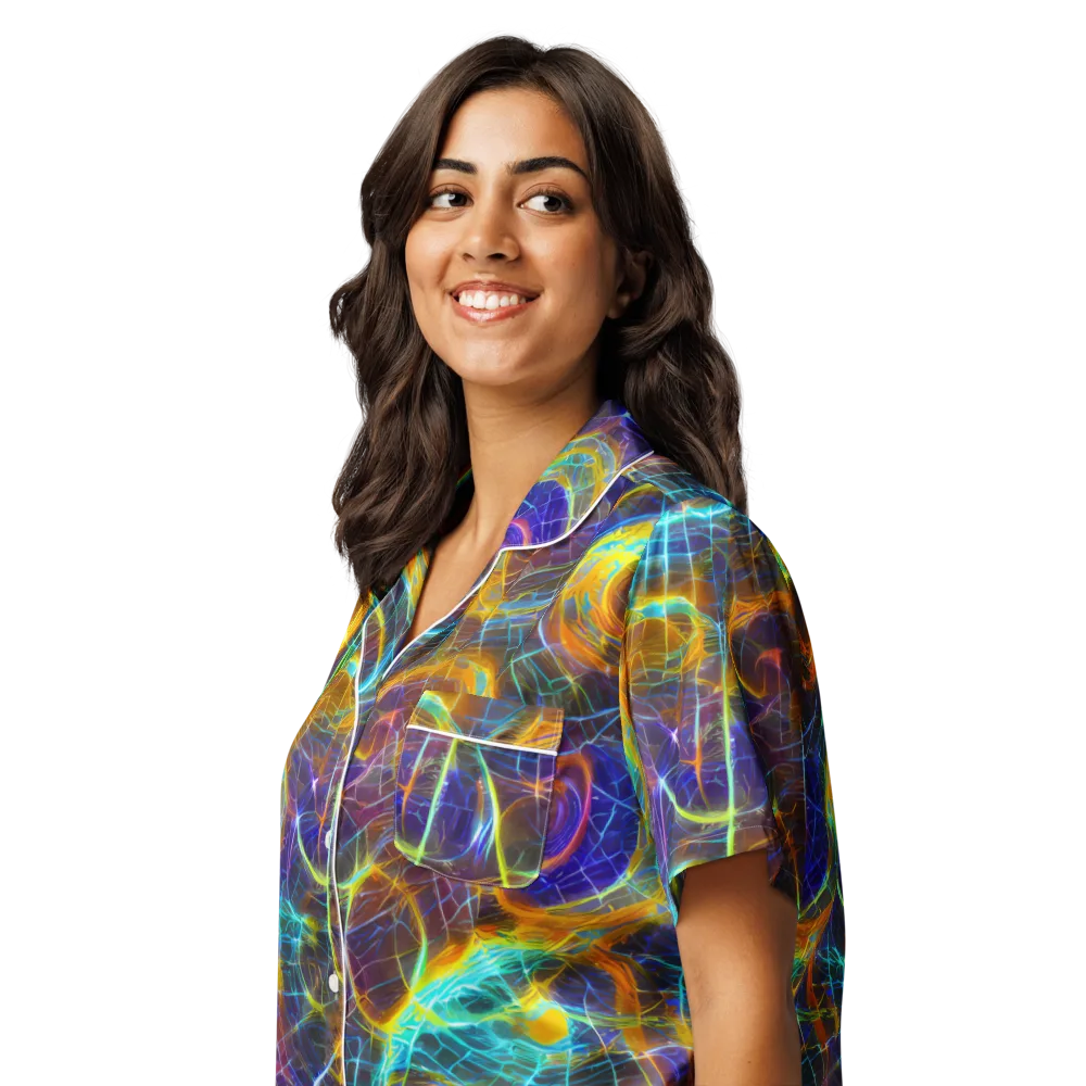 Sonic Vortex on Women's Short Sleeve Pajama Top — Left Front