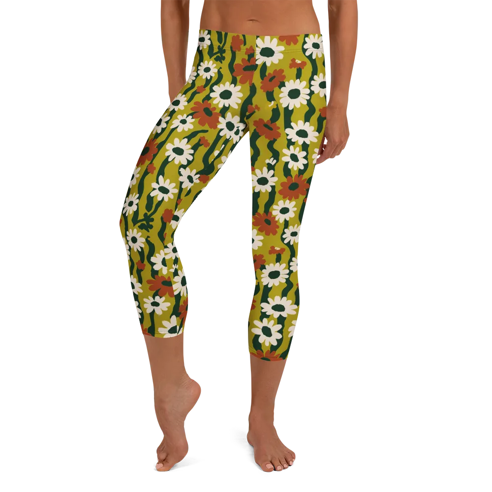 Wildflower Current on Capri Leggings — Front