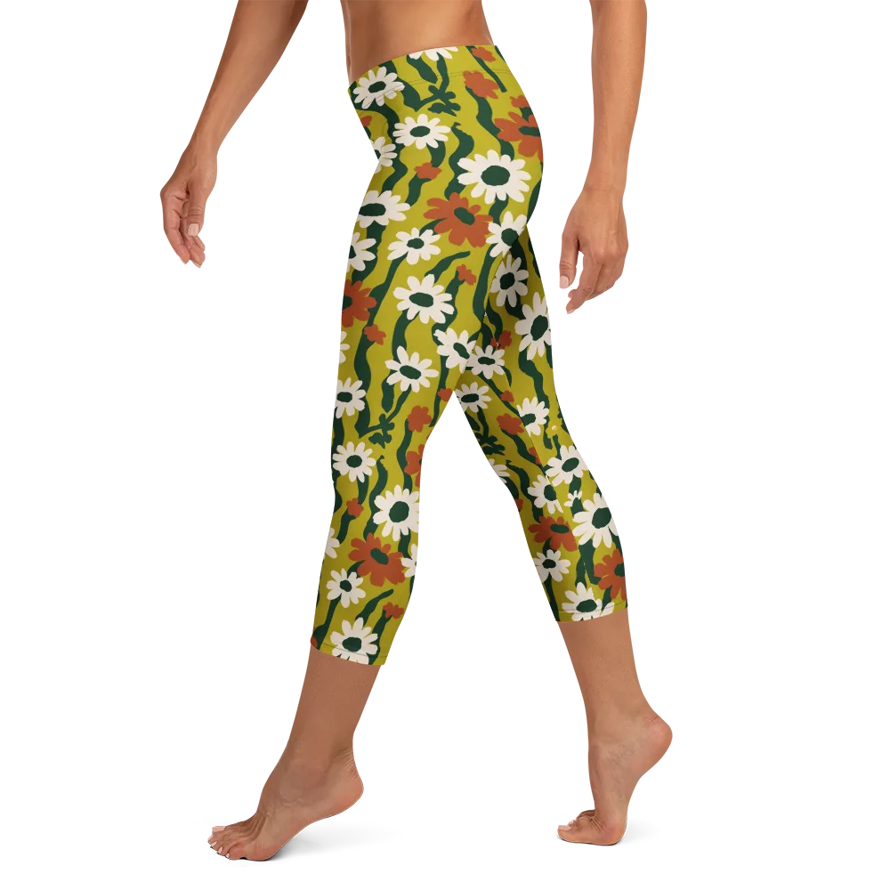 Wildflower Current on Capri Leggings — Left
