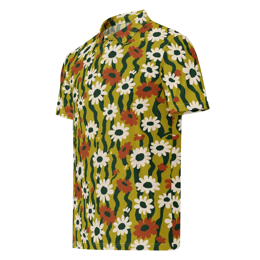 Wildflower Current on Men's Slim Fit Polo Shirt — Left Front