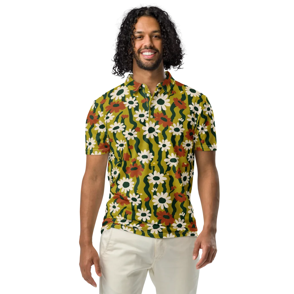 Wildflower Current on Men's Slim Fit Polo Shirt — Front