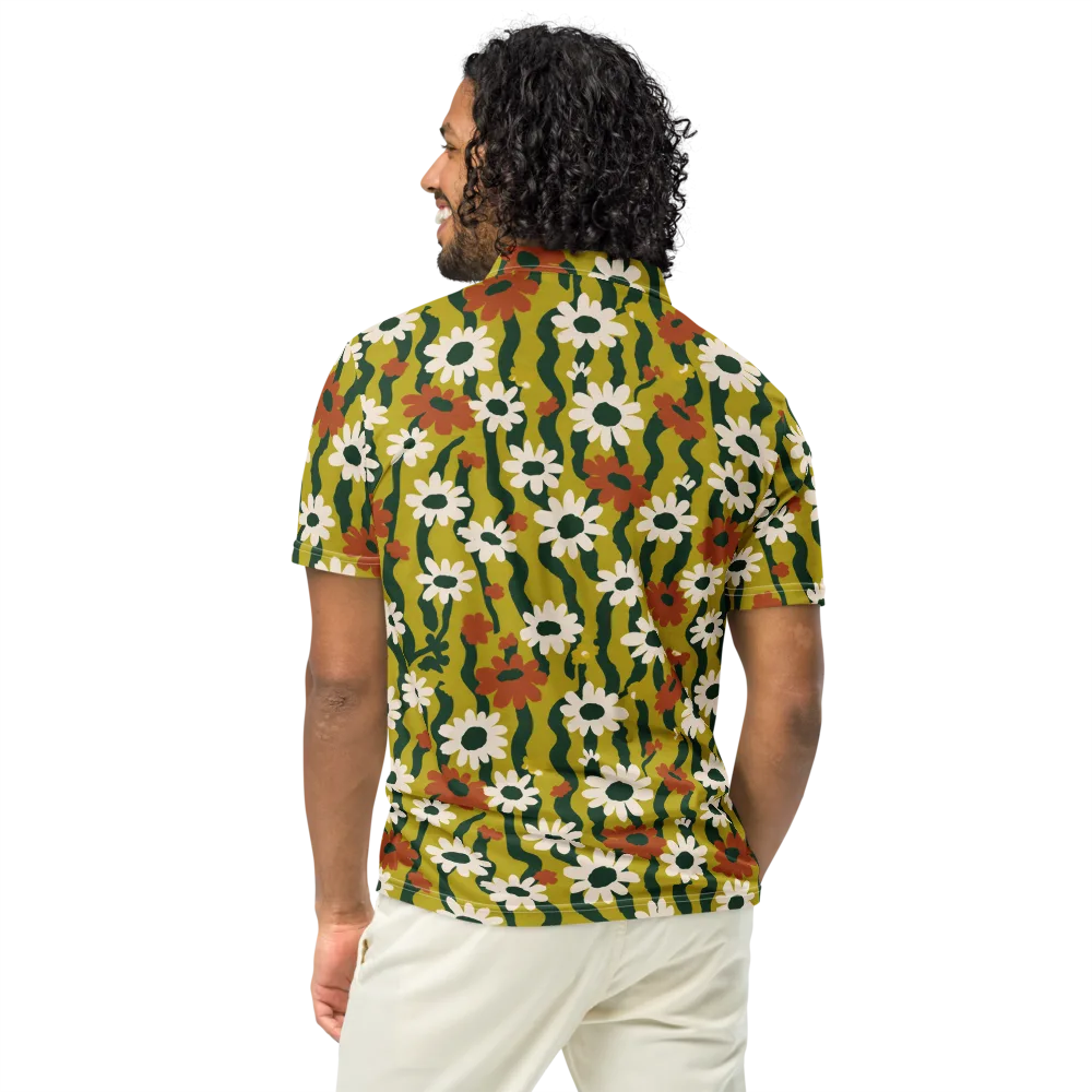 Wildflower Current on Men's Slim Fit Polo Shirt — Back