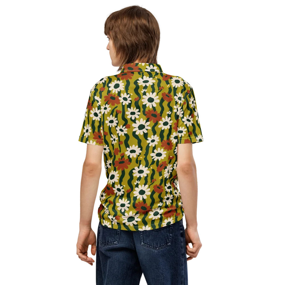 Wildflower Current on Men's Slim Fit Polo Shirt — Back
