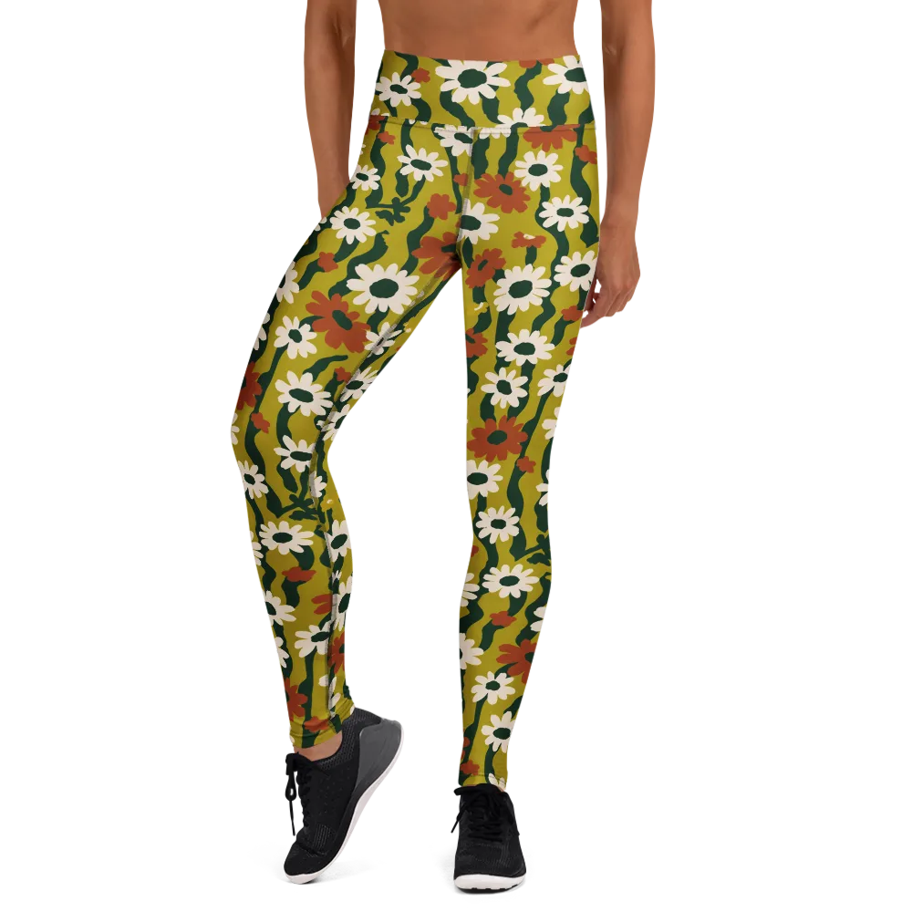 Wildflower Current on Yoga Leggings — Front