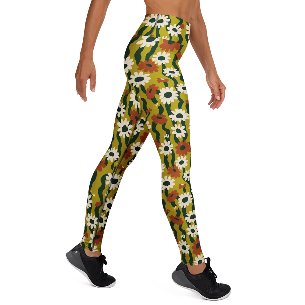 Wildflower Current on Yoga Leggings — Right