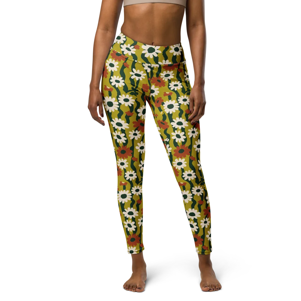 Wildflower Current on Yoga Leggings — Front