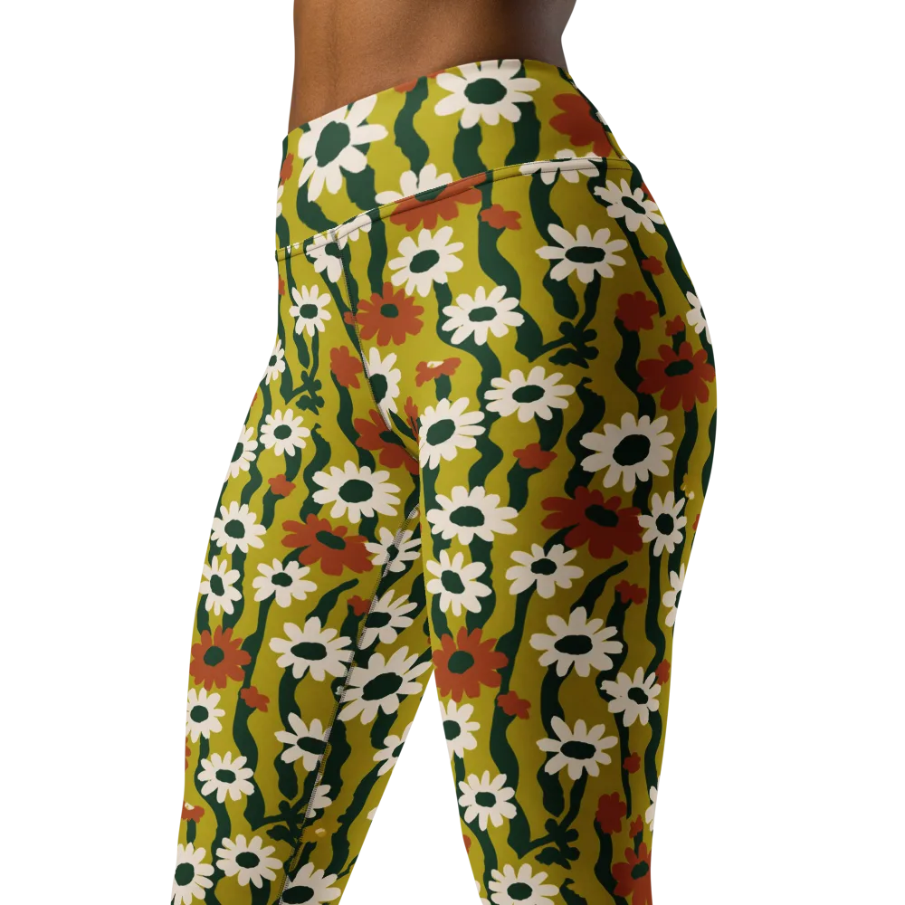 Wildflower Current on Yoga Leggings — Left Front