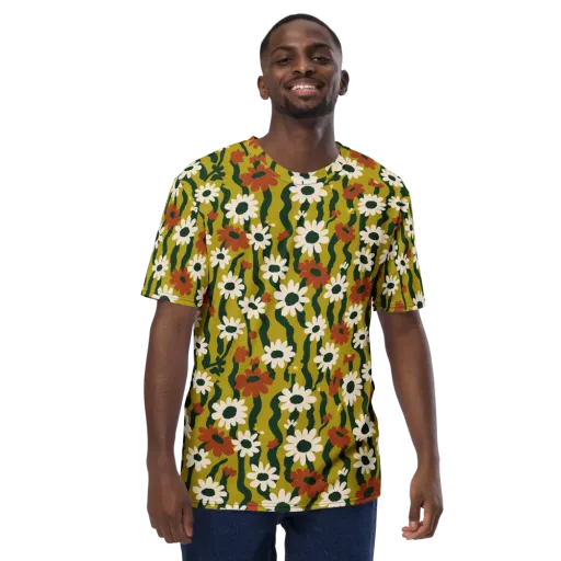 Wildflower Current on a Men's Crew Neck T-Shirt