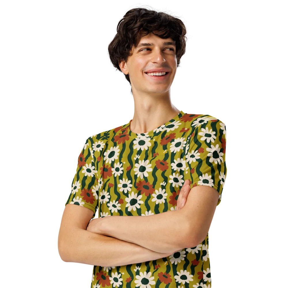 Wildflower Current on Men's Crew Neck T-Shirt — Left Front
