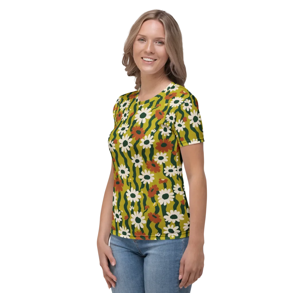 Wildflower Current on Women's Crew Neck T-Shirt — Left