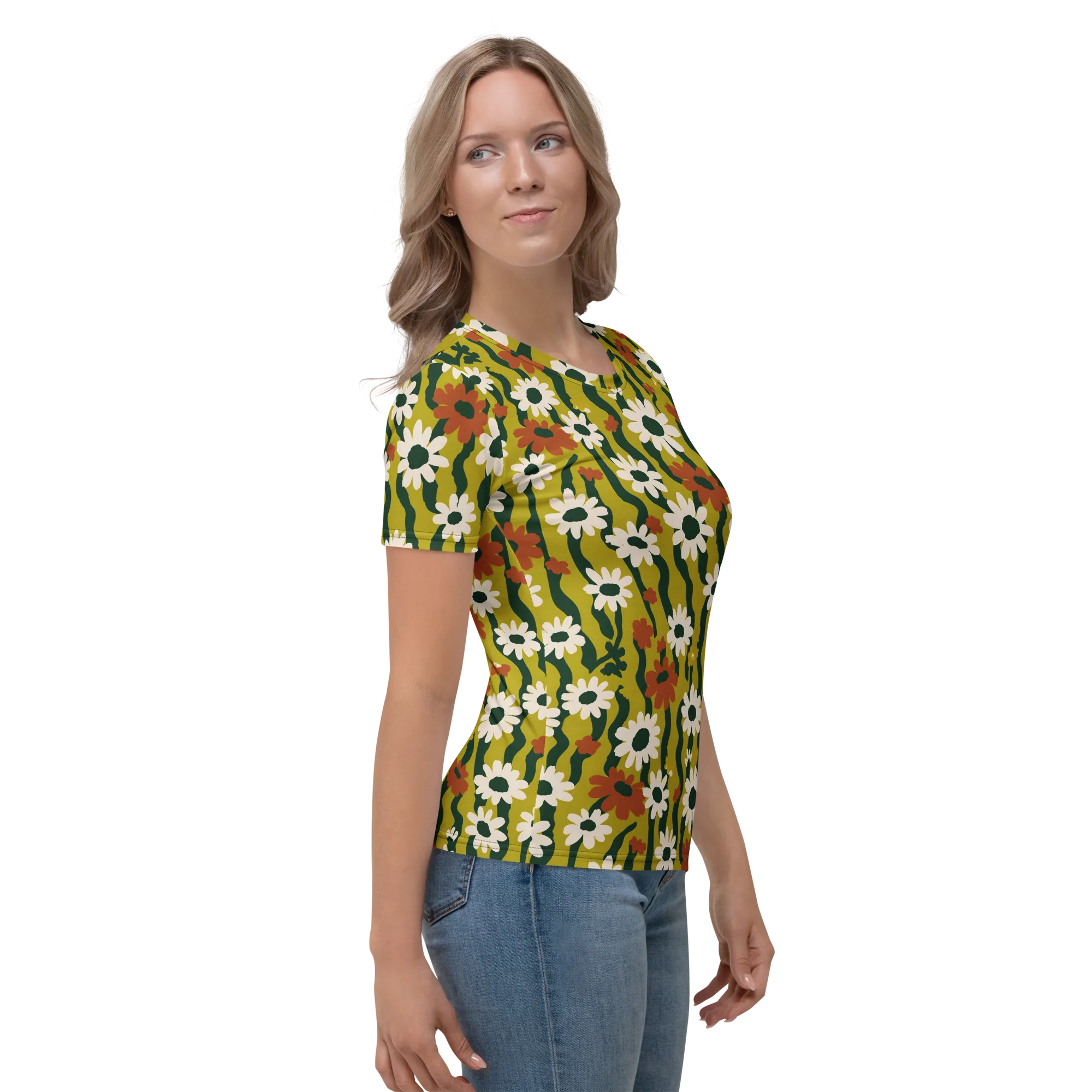 Wildflower Current on Women's Crew Neck T-Shirt — Right