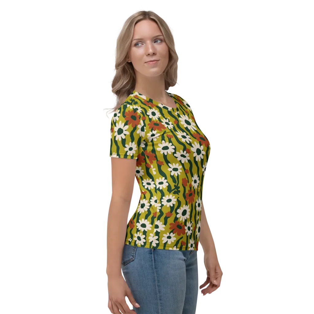 Wildflower Current on Women's Crew Neck T-Shirt — Right
