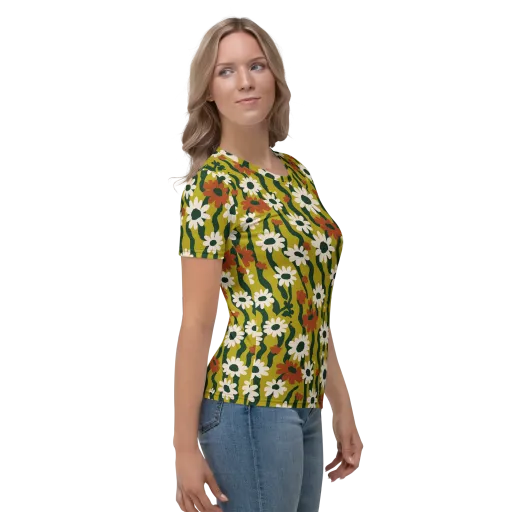Wildflower Current on a Women's Crew Neck T-Shirt