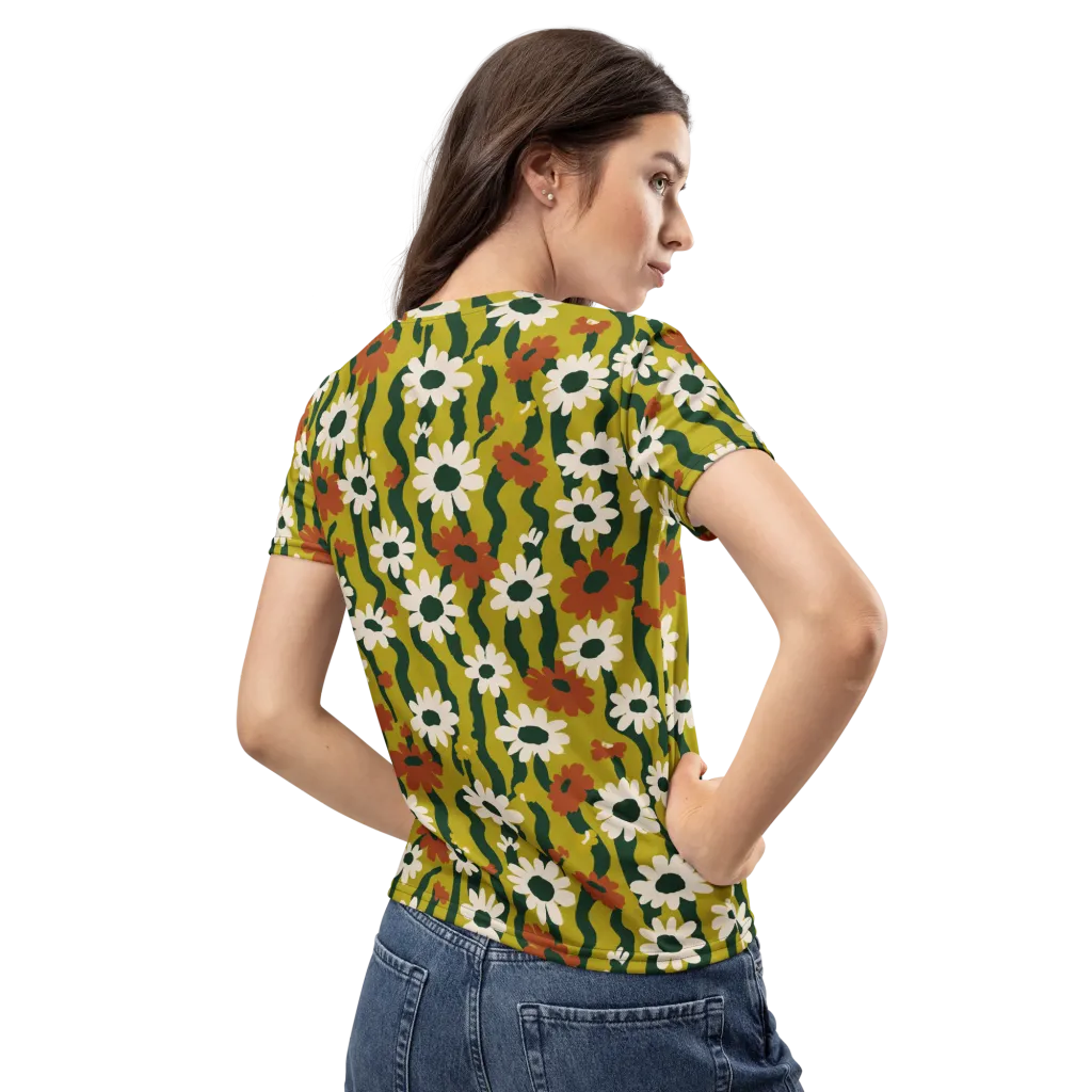 Wildflower Current on Women's Crew Neck T-Shirt — Back
