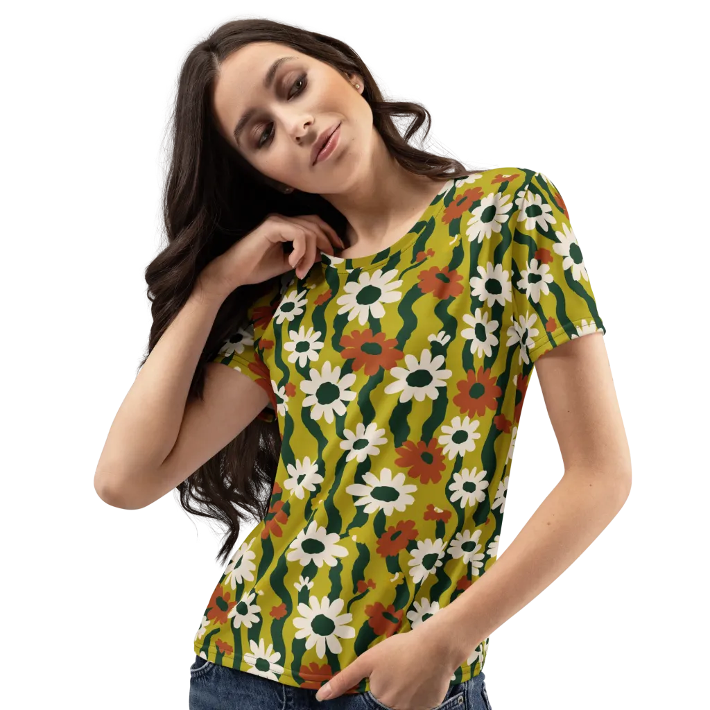 Wildflower Current on Women's Crew Neck T-Shirt — Left Front