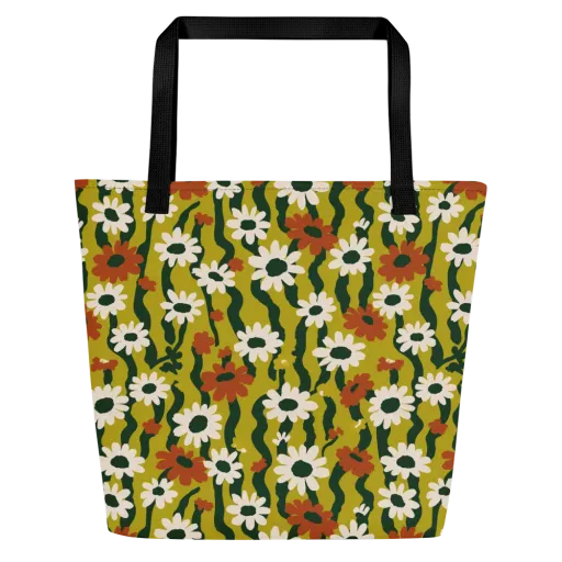Wildflower Current on a Large Tote Bag W/ Pocket