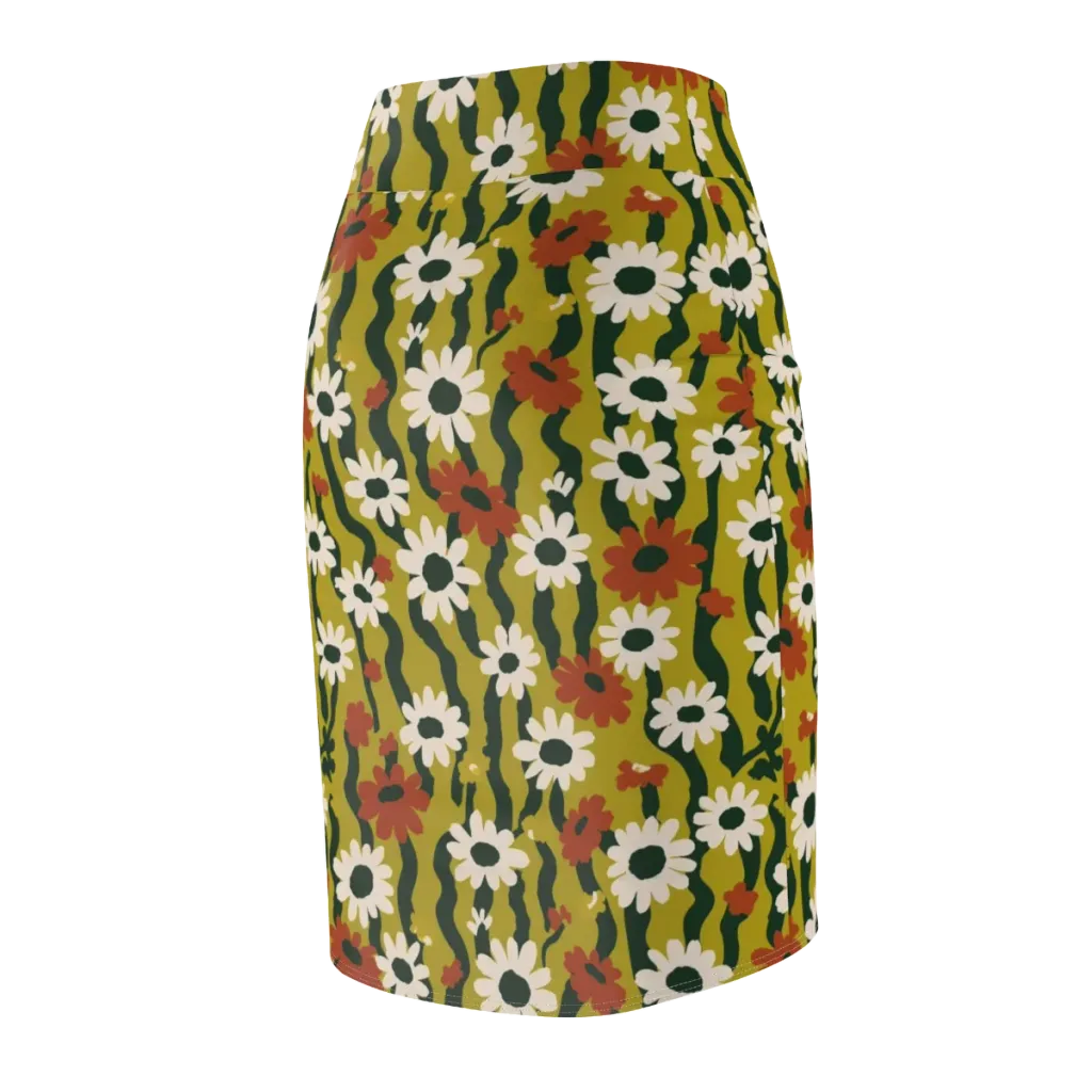 Wildflower Current on Pencil Skirt — Back Side