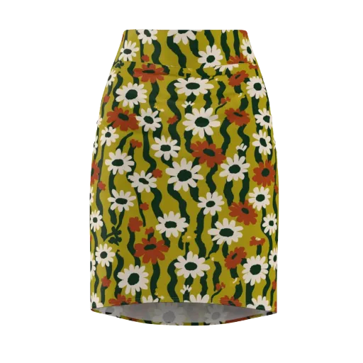 Wildflower Current on a Pencil Skirt