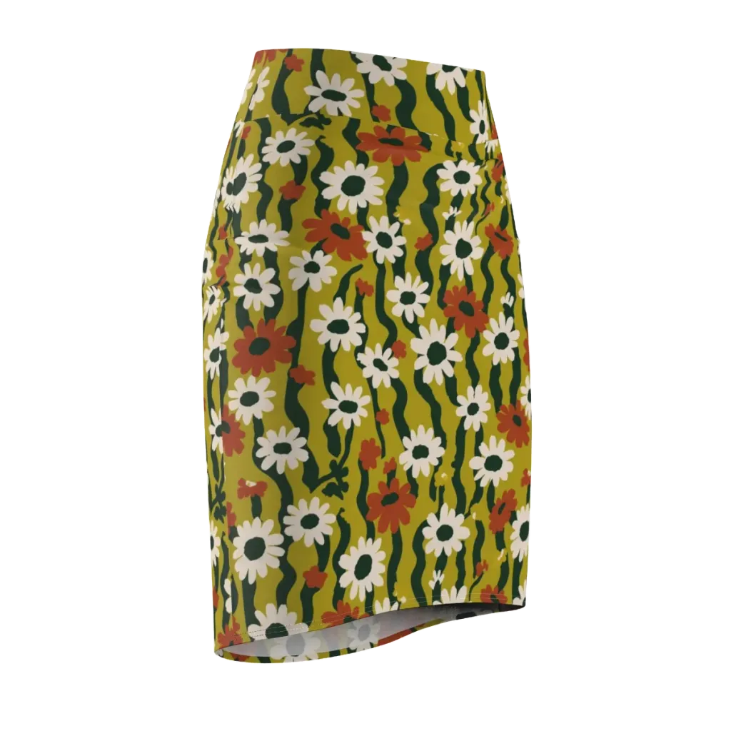 Wildflower Current on Pencil Skirt — Front Side