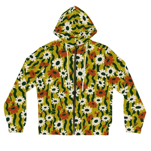 Wildflower Current on a Women's Full-Zip Hoodie