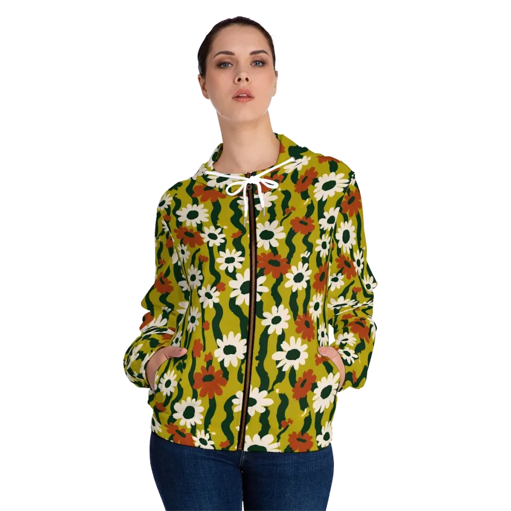 Wildflower Current on Women's Full-Zip Hoodie — Front On Person