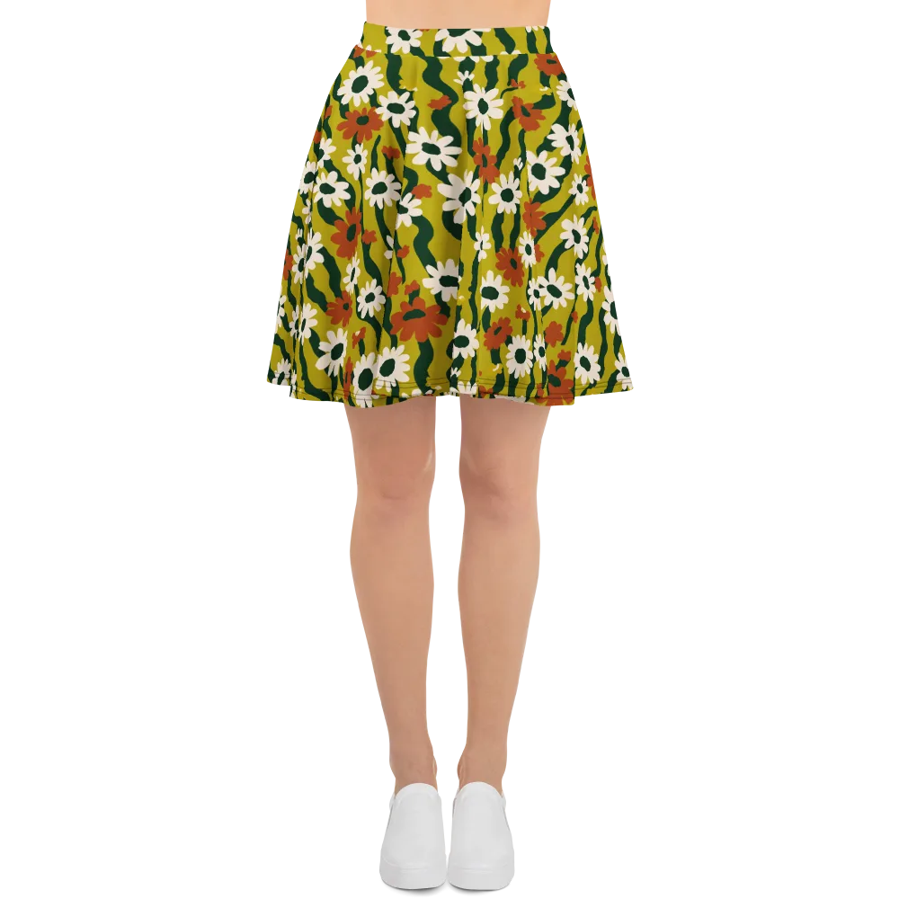 Wildflower Current on Skater Skirt — Front