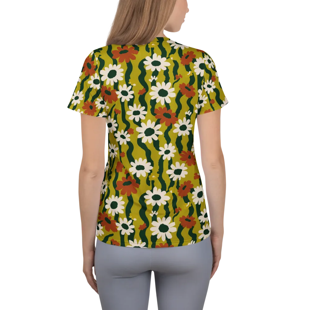 Wildflower Current on Women's Athletic T-Shirt — Back