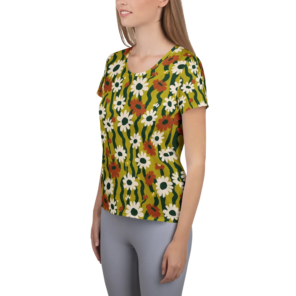 Wildflower Current on Women's Athletic T-Shirt — Left
