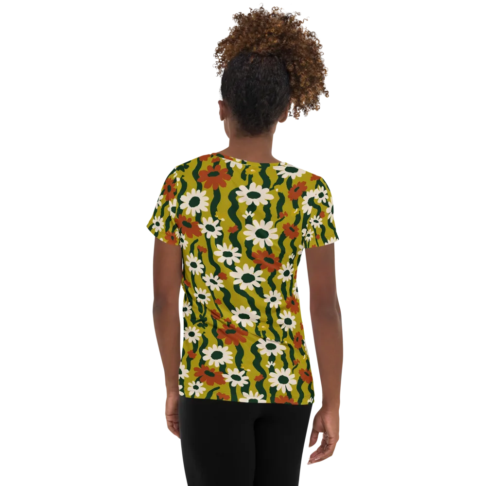 Wildflower Current on Women's Athletic T-Shirt — Back