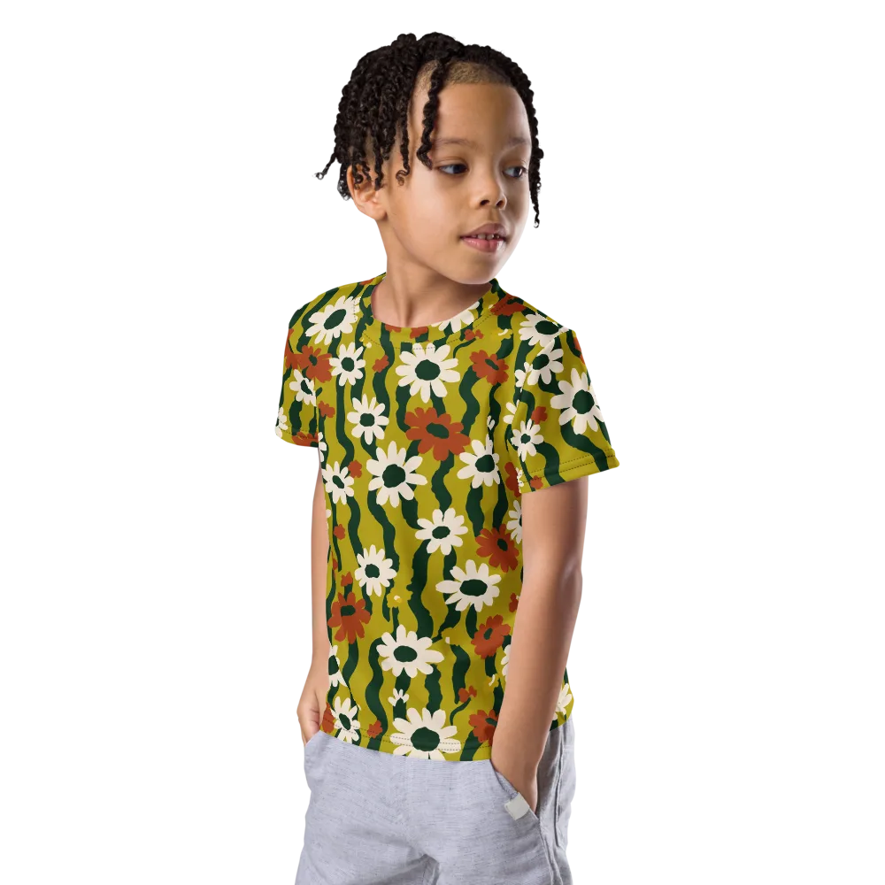 Wildflower Current on Kids Crew Neck T-Shirt — Left Front