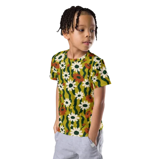 Wildflower Current on a Kids Crew Neck T-Shirt