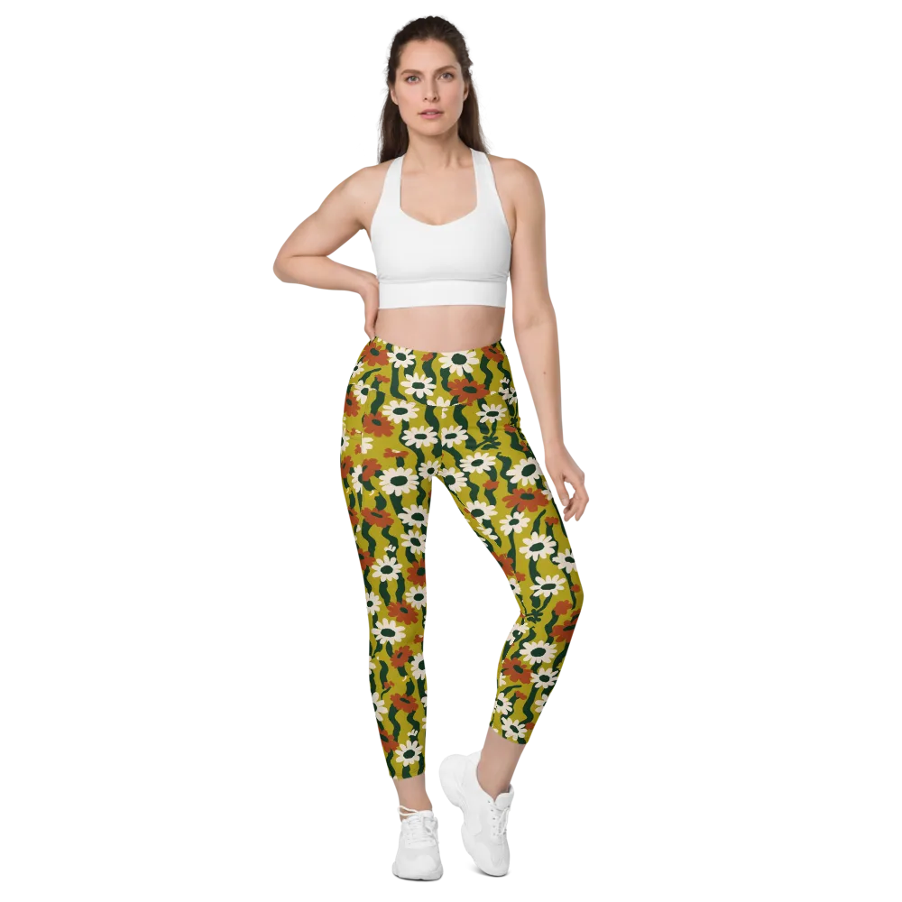 Wildflower Current on Leggings with Pockets — Front