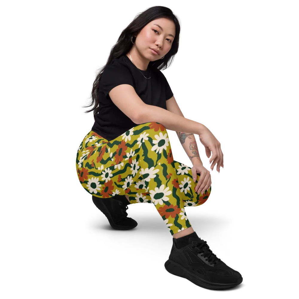 Wildflower Current on Leggings with Pockets — Right Front