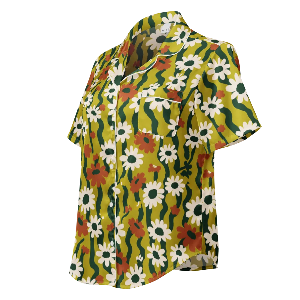 Wildflower Current on Women's Short Sleeve Pajama Top — Left Front