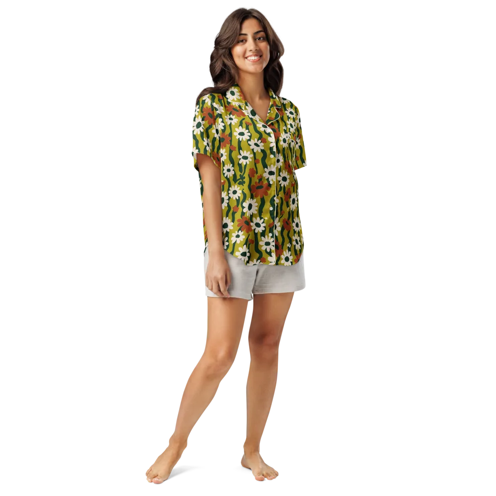 Wildflower Current on Women's Short Sleeve Pajama Top — Front