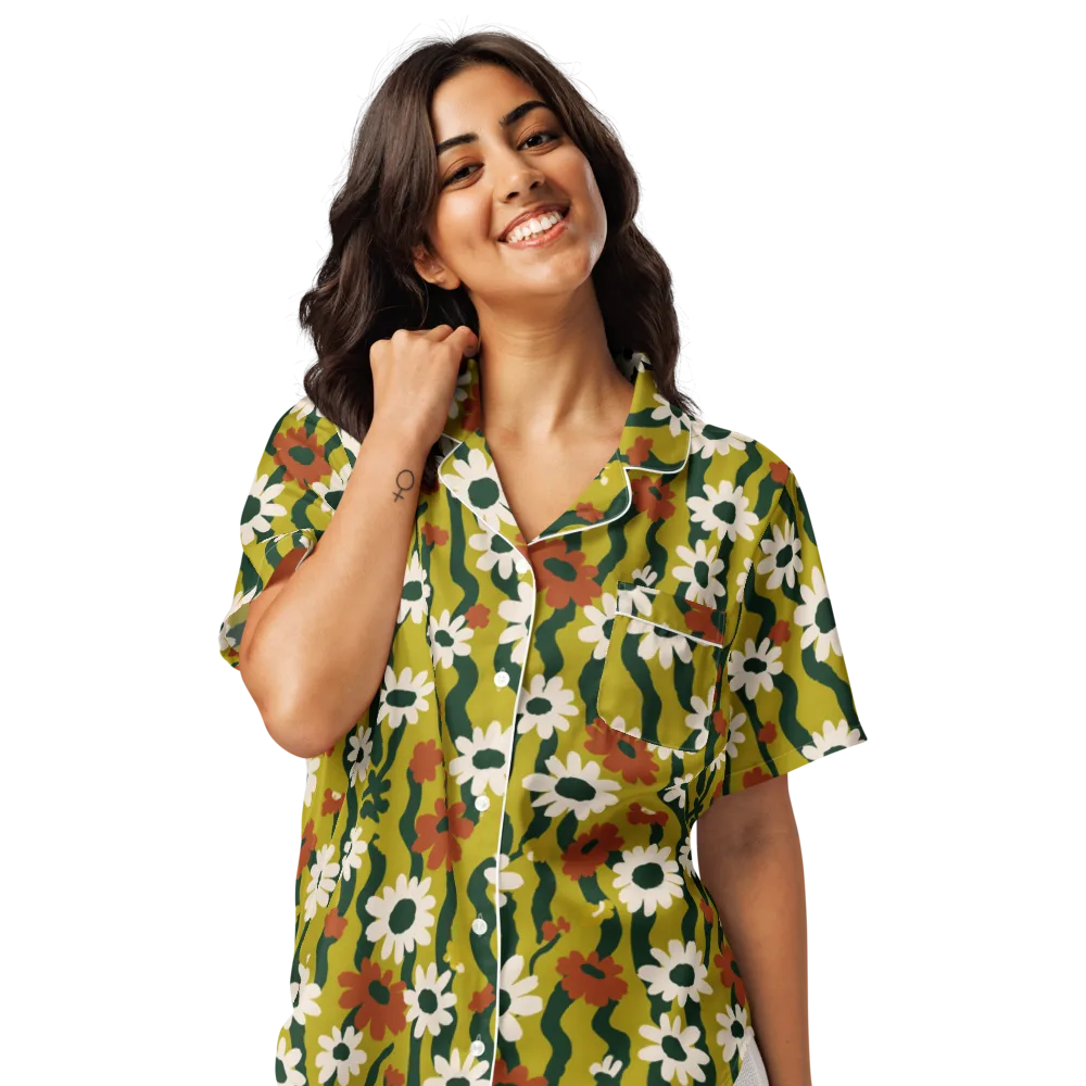 Wildflower Current on Women's Short Sleeve Pajama Top — Front