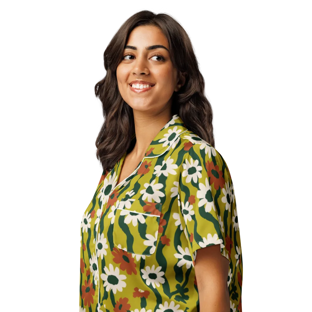 Wildflower Current on Women's Short Sleeve Pajama Top — Left Front