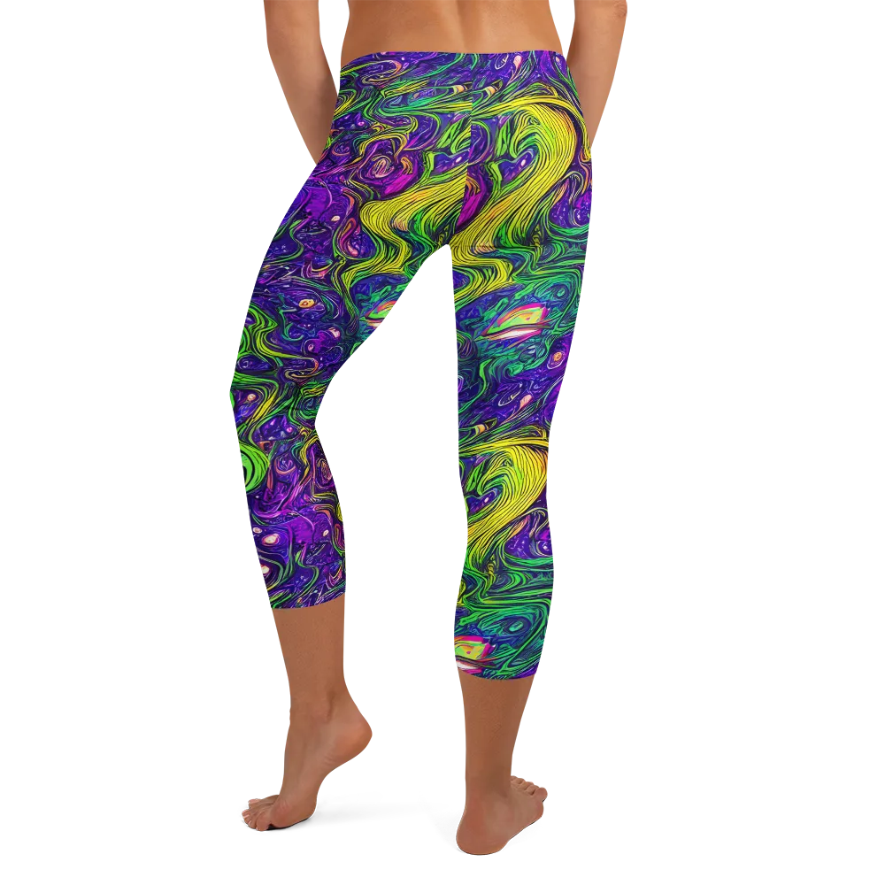 Psychic River on Capri Leggings — Back