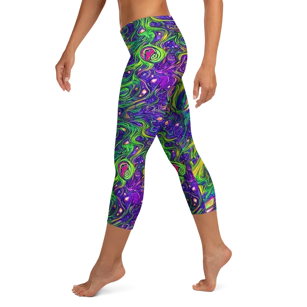 Psychic River on Capri Leggings — Left