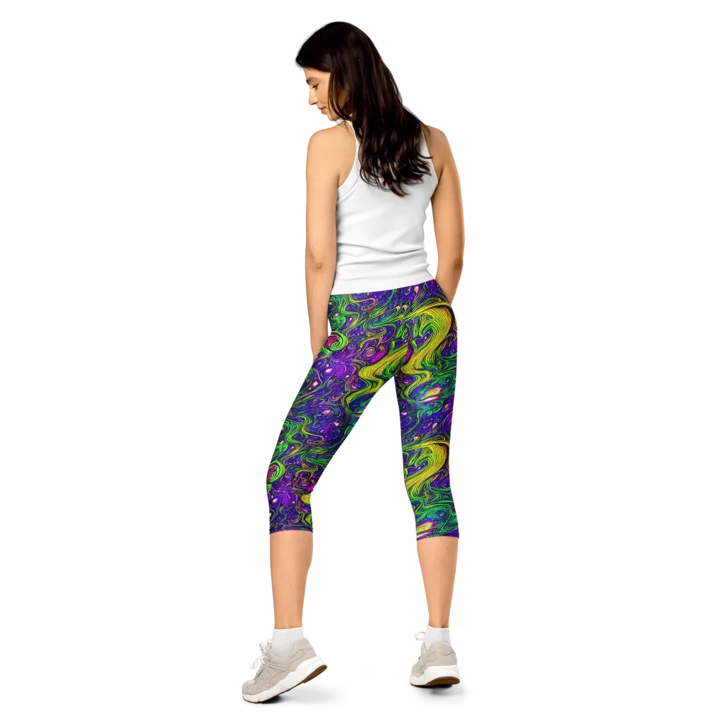 Psychic River on Capri Leggings — Back