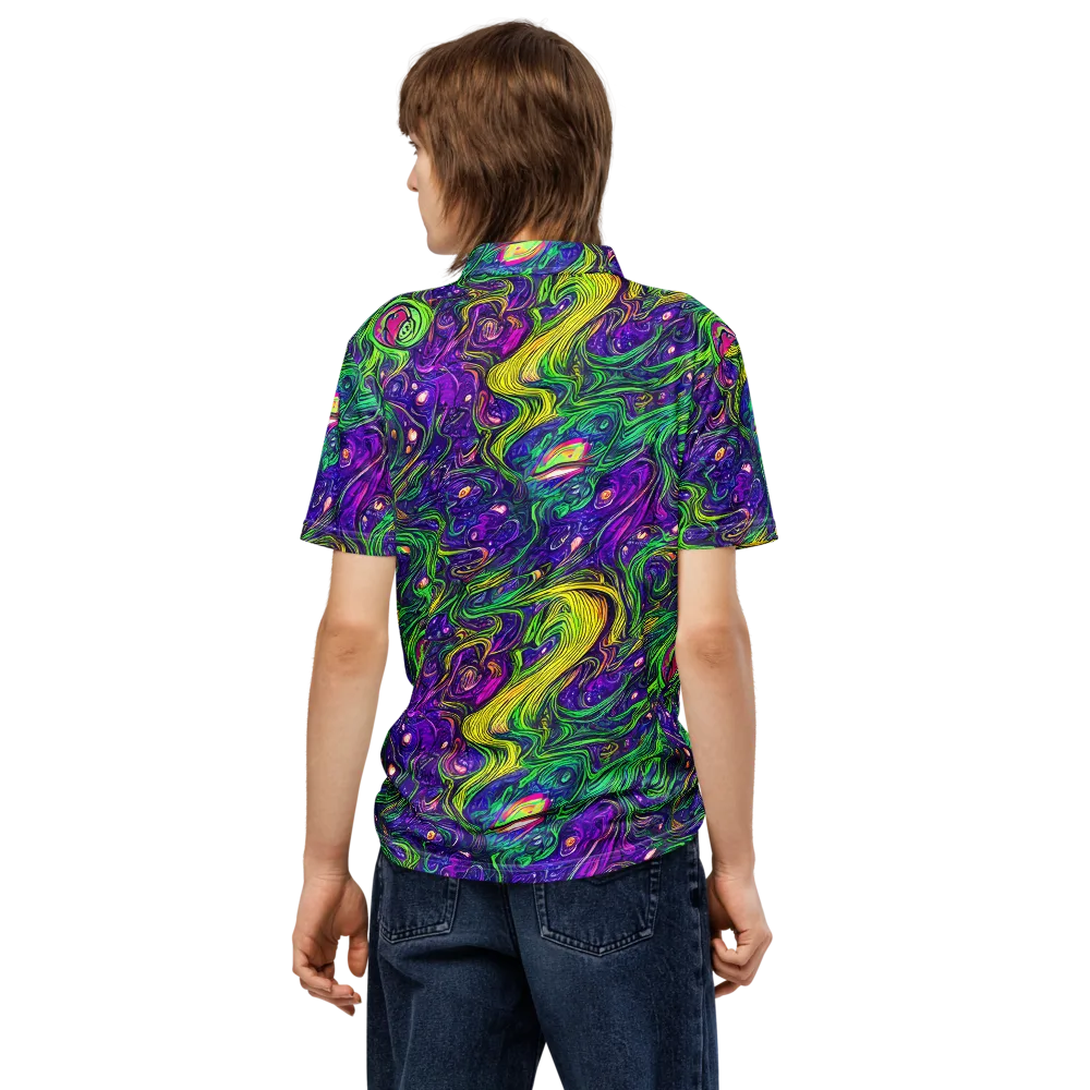 Psychic River on Men's Slim Fit Polo Shirt — Back