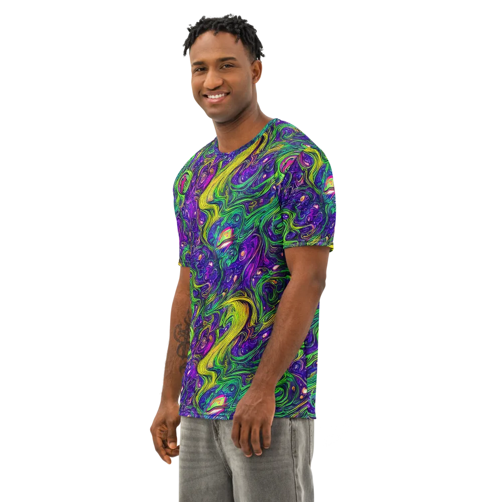 Psychic River on Men's Cotton Crew Neck T-Shirt — Left Front